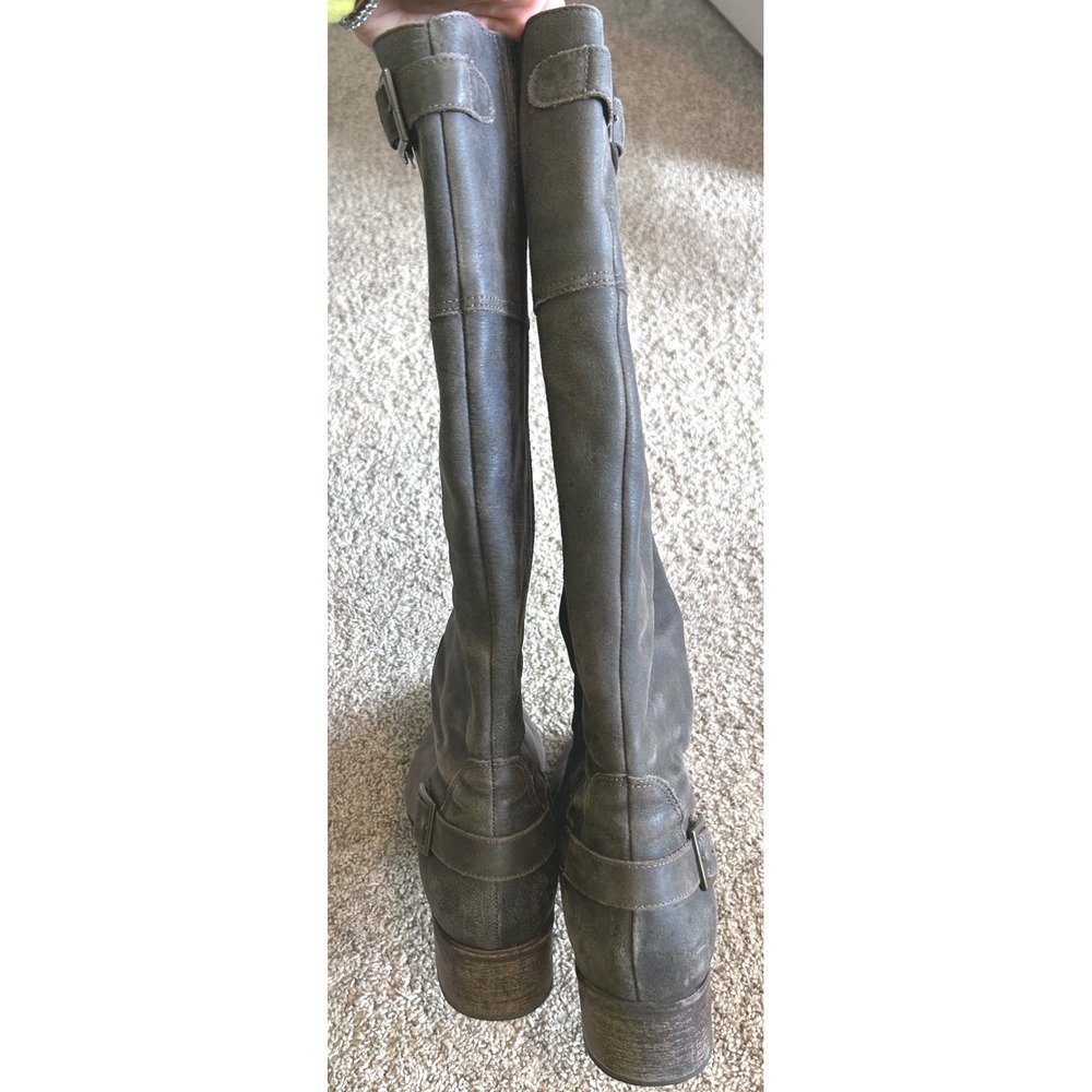 Moto Boho Matisse Teller Grey Leather Tall Knee High Riding Buckle Strap SZ 8.5M - Picture 7 of 9
